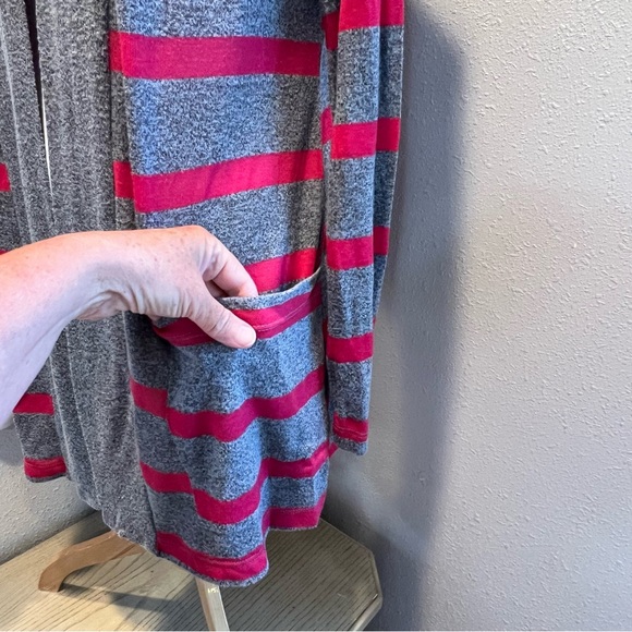 MOD LUSIVE cardigan gray pink open front pockets size medium - Picture 3 of 8